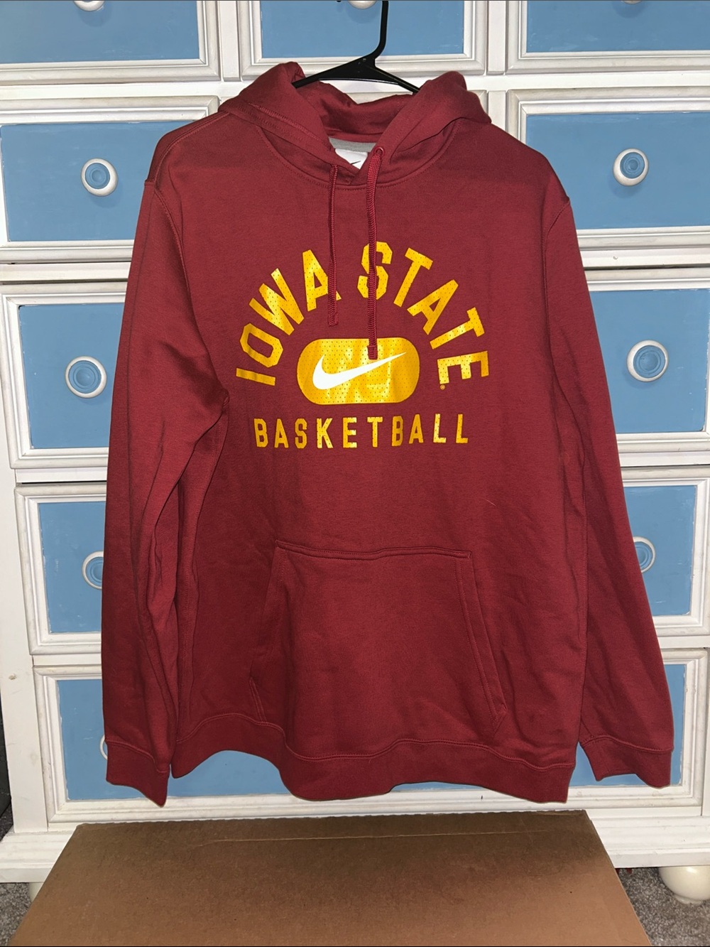 Nike Maroon Crewneck Hoodie with Yellow Iowa State Basketball Logo